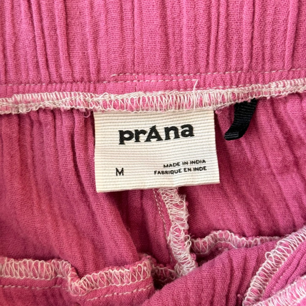 prAna Hideaways Pants M Berry Pink Cotton Gauze Lagenlook Barrel Boho Coastal - Picture 5 of 14